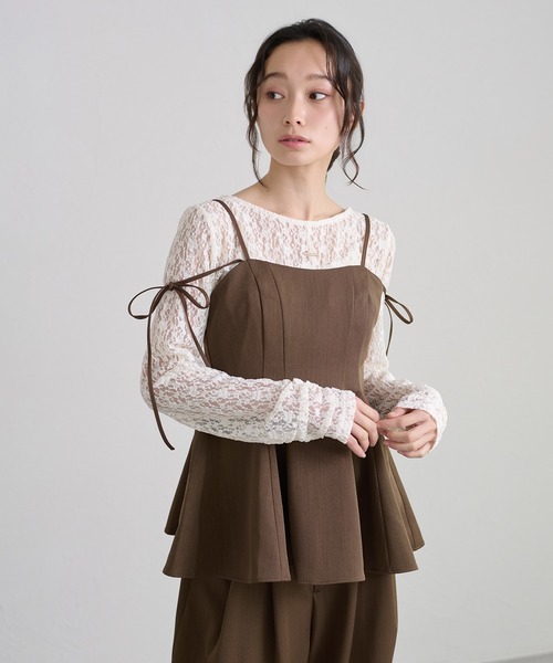 apres jour clair（アプレジュールクレア）の「【apres jour clair】プレート付きレーストップス（Tシャツ/カットソー・レディース・ブラック/ブラウン系その他/アイボリー/ミント/ピンクベージュ・フリー/X-LARGE）」の19枚目の写真