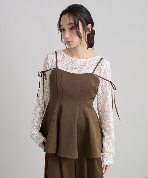 apres jour clair（アプレジュールクレア）の「【apres jour clair】プレート付きレーストップス（Tシャツ/カットソー・レディース・ブラック/ブラウン系その他/アイボリー/ミント/ピンクベージュ・フリー/X-LARGE）」の18枚目の写真