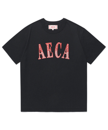 AECA CLASSIC LOGO DISTRESSED HALF SLEEVE TEE-BLACK