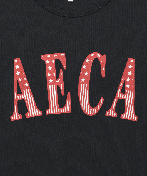 AECA(エイカ)の「AECA CLASSIC LOGO DISTRESSED HALF SLEEVE TEE-BLACK(Tシャツ/カットソー・メンズ・その他・M/L/XL)」の2枚目の写真