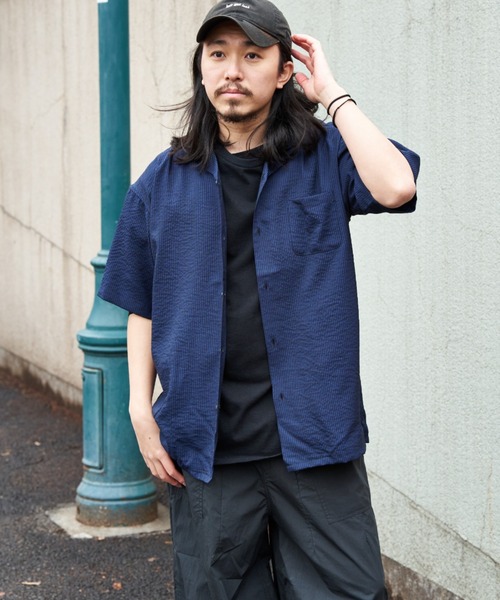 NO NEED（ノーニード）の「シャドーストライプオープンカラーシャツ（シャツ/ブラウス・メンズ・グリーン/ネイビー/グレー・LL）」の16枚目の写真