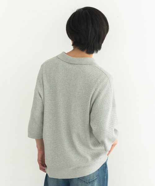 CRAFT STANDARD BOUTIQUE(クラフトスタンダードブティック)の「透かし編み半袖ニットポロシャツ(ニット/セーター・メンズ・グレー/ブルー/ネイビー・L/M)」の7枚目の写真