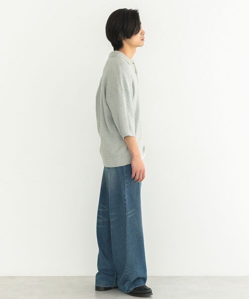 CRAFT STANDARD BOUTIQUE(クラフトスタンダードブティック)の「透かし編み半袖ニットポロシャツ(ニット/セーター・メンズ・グレー/ブルー/ネイビー・L/M)」の9枚目の写真