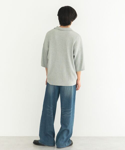 CRAFT STANDARD BOUTIQUE(クラフトスタンダードブティック)の「透かし編み半袖ニットポロシャツ(ニット/セーター・メンズ・グレー/ブルー/ネイビー・L/M)」の10枚目の写真