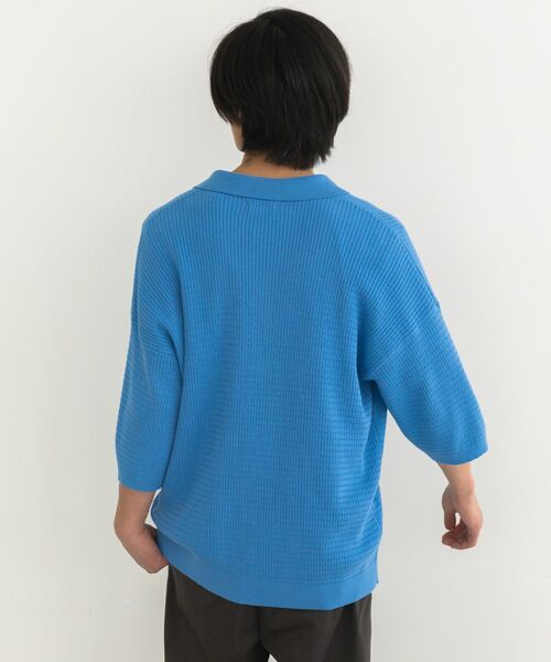 CRAFT STANDARD BOUTIQUE(クラフトスタンダードブティック)の「透かし編み半袖ニットポロシャツ(ニット/セーター・メンズ・グレー/ブルー/ネイビー・L/M)」の13枚目の写真
