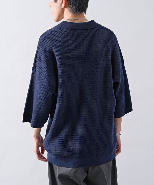 CRAFT STANDARD BOUTIQUE(クラフトスタンダードブティック)の「透かし編み半袖ニットポロシャツ(ニット/セーター・メンズ・グレー/ブルー/ネイビー・L/M)」の18枚目の写真