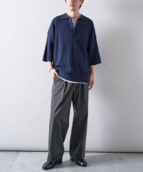 CRAFT STANDARD BOUTIQUE(クラフトスタンダードブティック)の「透かし編み半袖ニットポロシャツ(ニット/セーター・メンズ・グレー/ブルー/ネイビー・L/M)」の19枚目の写真