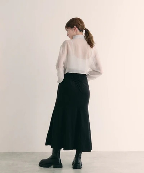 merrylatte（メリーラテ）の「ボリュームスリーブシアーショートシャツ【IROHANI】（シャツ/ブラウス・レディース・グレー/ピンク/ブラック・FREE）」の13枚目の写真