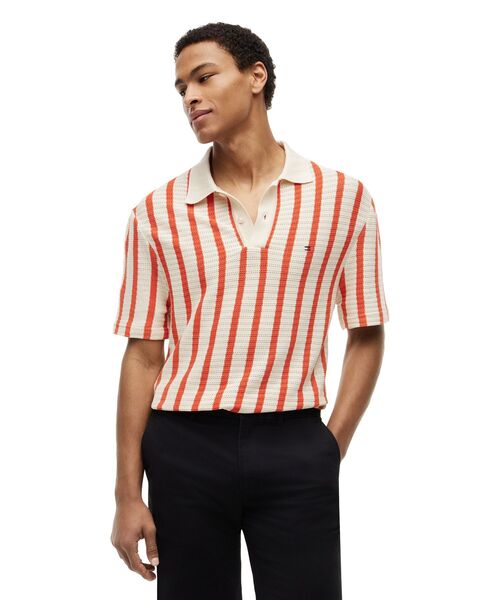 Open knit relaxed fit poloshirt — поло свободного кроя (описание)
