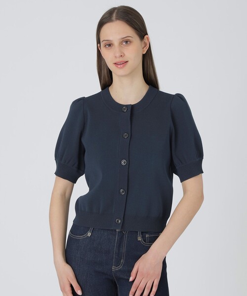 BLUE LABEL CRESTBRIDGE（ブルーレーベルクレストブリッジ）の「【一部店舗限定】ショートカーディガン（ニット/セーター・レディース・オフホワイト/ダークネイビー・40/38）」の2枚目の写真