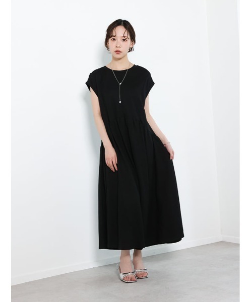 fifth(フィフス)の「【接触冷感】ギャザー切り替えワンピース(ワンピース・レディース・ベージュ/ブラック・M)」の4枚目の写真