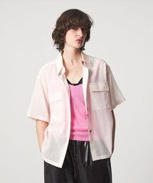 ＜6(ROKU)＞コットン スケ ショートスリーブ シャツ