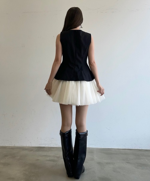 HEIREN(ヘイレーン)の「フィット&フレアチュールミニワンピース(ワンピース・レディース・ブラック・FREE)」の17枚目の写真