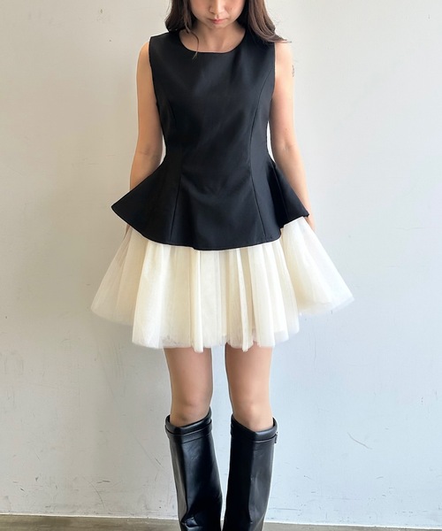 HEIREN(ヘイレーン)の「フィット&フレアチュールミニワンピース(ワンピース・レディース・ブラック・FREE)」の18枚目の写真