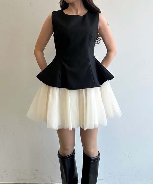 HEIREN(ヘイレーン)の「フィット&フレアチュールミニワンピース(ワンピース・レディース・ブラック・FREE)」の19枚目の写真