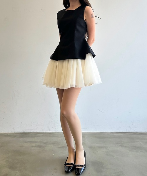 HEIREN(ヘイレーン)の「フィット&フレアチュールミニワンピース(ワンピース・レディース・ブラック・FREE)」の21枚目の写真