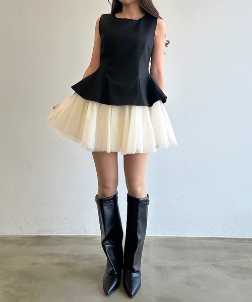 HEIREN(ヘイレーン)の「フィット&フレアチュールミニワンピース(ワンピース・レディース・ブラック・FREE)」の22枚目の写真