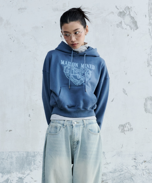 MAISON MINED（メゾンミネド）の「(W) DOODLE HEART CROP HOODIE BLUE GRAY（パーカー・レディース・その他・SMALL/MEDIUM）」の11枚目の写真