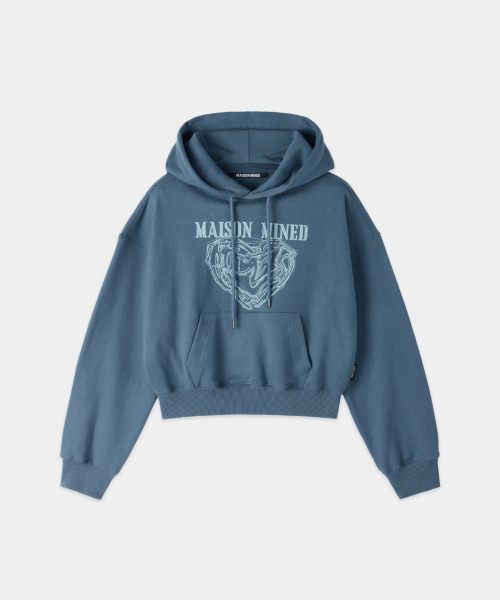 MAISON MINED（メゾンミネド）の「(W) DOODLE HEART CROP HOODIE BLUE GRAY（パーカー・レディース・その他・SMALL/MEDIUM）」の8枚目の写真