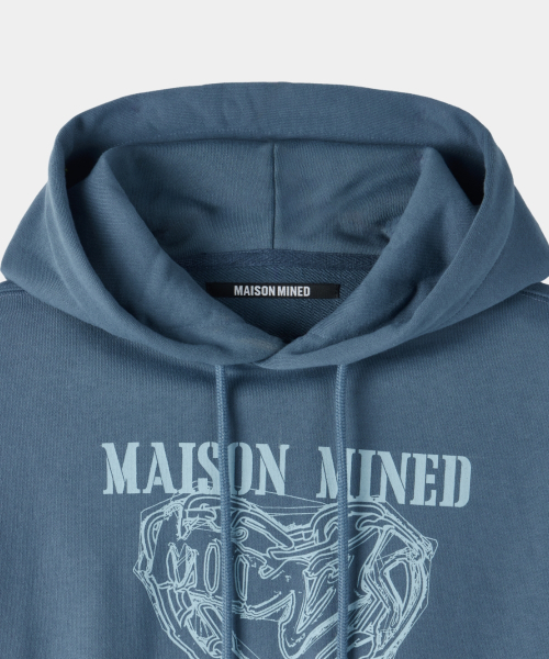 MAISON MINED（メゾンミネド）の「(W) DOODLE HEART CROP HOODIE BLUE GRAY（パーカー・レディース・その他・SMALL/MEDIUM）」の3枚目の写真