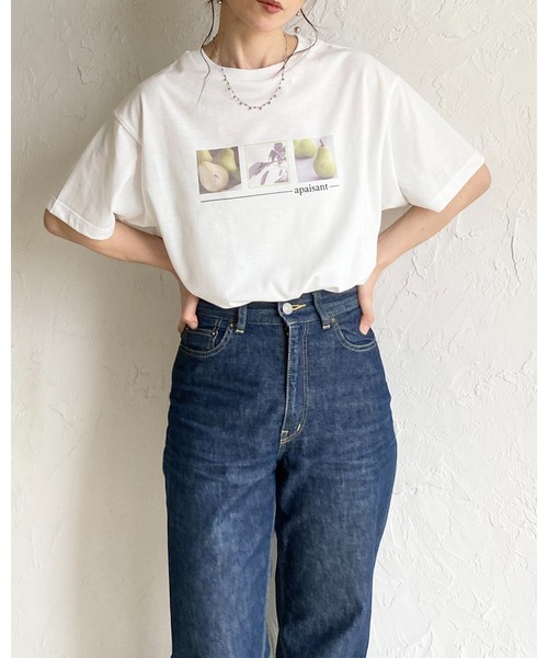 She's Closet(シーズクローゼット)の「オーバーサイズ 接触冷感 UVカット 半袖 ロゴ フォトプリントTシャツ(Tシャツ/カットソー・レディース・ホワイト×イエロー/ホワイト×ピンク/ホワイト×ライム・FREE)」の4枚目の写真