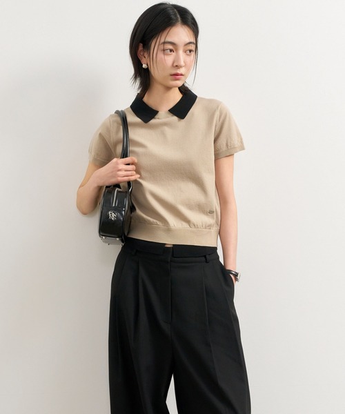 GENERAL IDEA（ジェネラルアイデア）の「【GENERAL IDEA】レイヤード エッセンシャル ハーフプルオーバー / LAYERED ESSENTIAL HALF PULLOVER（ニット/セーター・レディース・ブラック/ベージュ/ピンク/アイボリー/サンドベージュ・S/M/L）」の11枚目の写真