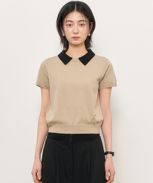 GENERAL IDEA（ジェネラルアイデア）の「【GENERAL IDEA】レイヤード エッセンシャル ハーフプルオーバー / LAYERED ESSENTIAL HALF PULLOVER（ニット/セーター・レディース・ブラック/ベージュ/ピンク/アイボリー/サンドベージュ・S/M/L）」の12枚目の写真
