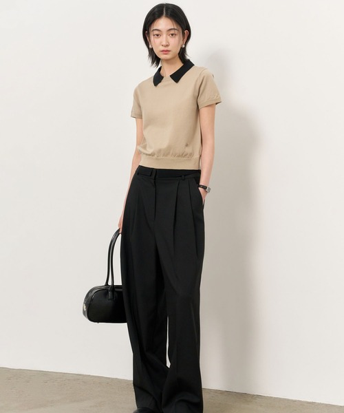 GENERAL IDEA（ジェネラルアイデア）の「【GENERAL IDEA】レイヤード エッセンシャル ハーフプルオーバー / LAYERED ESSENTIAL HALF PULLOVER（ニット/セーター・レディース・ブラック/ベージュ/ピンク/アイボリー/サンドベージュ・S/M/L）」の14枚目の写真