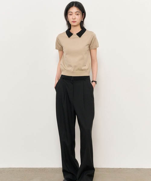 GENERAL IDEA（ジェネラルアイデア）の「【GENERAL IDEA】レイヤード エッセンシャル ハーフプルオーバー / LAYERED ESSENTIAL HALF PULLOVER（ニット/セーター・レディース・ブラック/ベージュ/ピンク/アイボリー/サンドベージュ・S/M/L）」の15枚目の写真