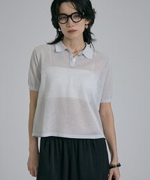 qualite | ラメポロニットTシャツ/春服/夏服/オフィスカジュアル(Tシャツ/カットソー)