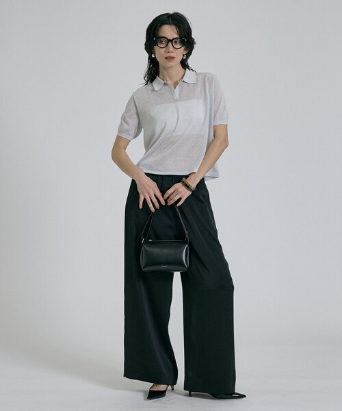 qualite(カリテ)の「ラメポロニットTシャツ 春服 夏服 オフィスカジュアル シアー(Tシャツ/カットソー・レディース・シルバー/ブラウン/チャコールグレー/その他・フリー)」の11枚目の写真