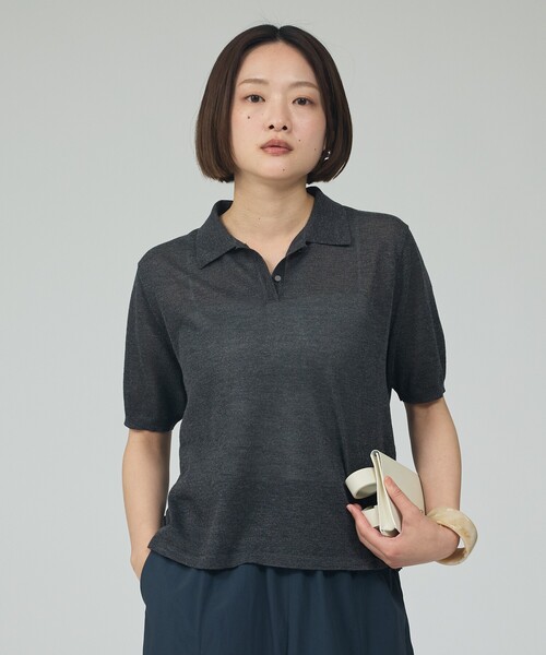 qualite(カリテ)の「ラメポロニットTシャツ 春服 夏服 オフィスカジュアル シアー(Tシャツ/カットソー・レディース・シルバー/ブラウン/チャコールグレー/その他・フリー)」の19枚目の写真