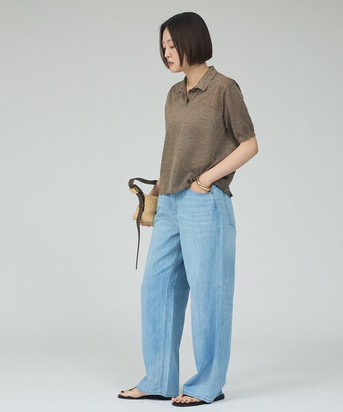 qualite(カリテ)の「ラメポロニットTシャツ 春服 夏服 オフィスカジュアル シアー(Tシャツ/カットソー・レディース・シルバー/ブラウン/チャコールグレー/その他・フリー)」の22枚目の写真