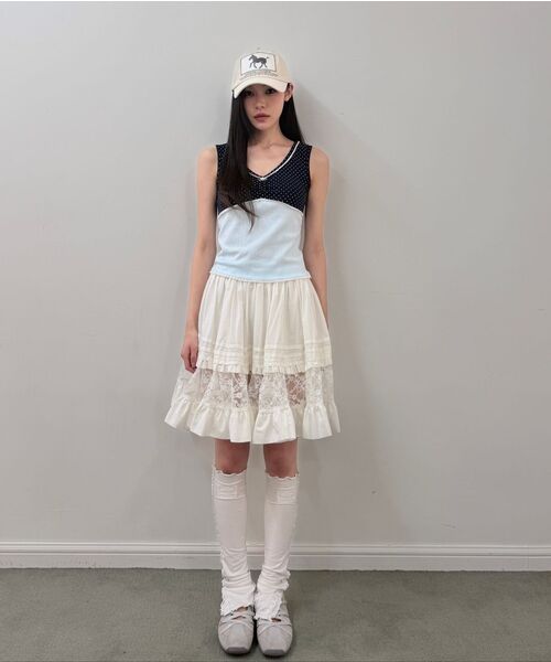 ILLIGO(イリゴ)の「ドット配色スリーブレスネイビー(Tシャツ/カットソー・レディース・その他・OS)」の6枚目の写真