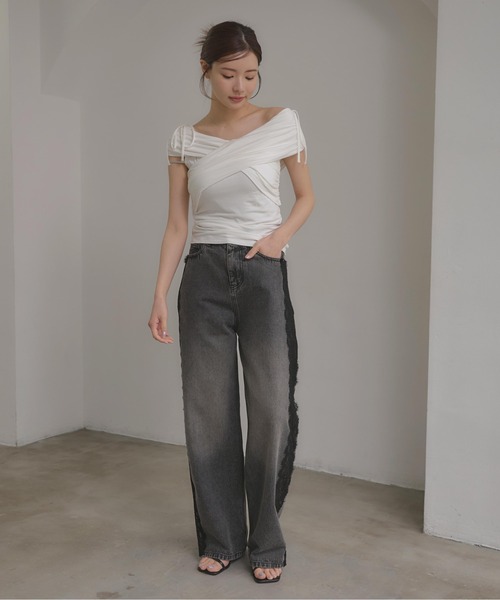 INGNI SOELA（イングソエラ）の「【INGNI　SOELA】サイドレースデニムパンツ／WEB限定（デニムパンツ・レディース・ブルー系その他3/グレー・M/S）」の16枚目の写真
