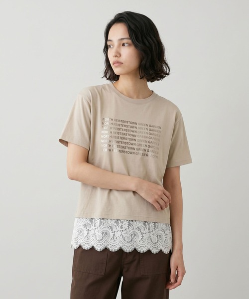 GLOBAL WORK(グローバルワーク)の「ヘビロッT箔プリント/665698(Tシャツ/カットソー・レディース・ブルー/ダークグレー/ベージュ/ライトイエロー・MEDIUM/LARGE)」の2枚目の写真