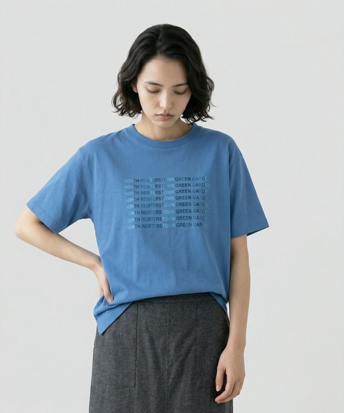 GLOBAL WORK(グローバルワーク)の「ヘビロッT箔プリント/665698(Tシャツ/カットソー・レディース・ブルー/ダークグレー/ベージュ/ライトイエロー・MEDIUM/LARGE)」の3枚目の写真