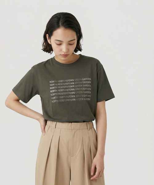 GLOBAL WORK(グローバルワーク)の「ヘビロッT箔プリント/665698(Tシャツ/カットソー・レディース・ブルー/ダークグレー/ベージュ/ライトイエロー・MEDIUM/LARGE)」の1枚目の写真