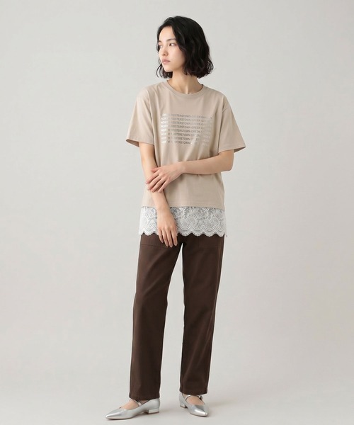 GLOBAL WORK(グローバルワーク)の「ヘビロッT箔プリント/665698(Tシャツ/カットソー・レディース・ブルー/ダークグレー/ベージュ/ライトイエロー・MEDIUM/LARGE)」の18枚目の写真