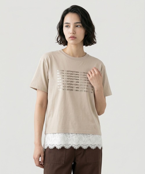 GLOBAL WORK(グローバルワーク)の「ヘビロッT箔プリント/665698(Tシャツ/カットソー・レディース・ブルー/ダークグレー/ベージュ/ライトイエロー・MEDIUM/LARGE)」の20枚目の写真