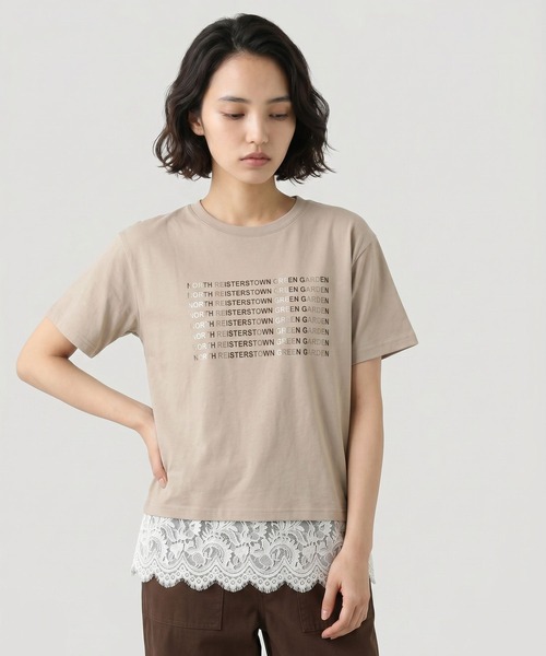 GLOBAL WORK(グローバルワーク)の「ヘビロッT箔プリント/665698(Tシャツ/カットソー・レディース・ブルー/ダークグレー/ベージュ/ライトイエロー・MEDIUM/LARGE)」の21枚目の写真