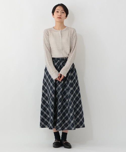 Afternoon Tea（アフタヌーンティー）の「チェック切替フレアスカート（スカート・レディース・ブラック/ネイビー・MEDIUM）」の7枚目の写真