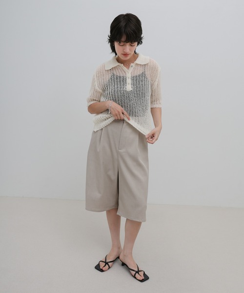 select MOCA(セレクトモカ)の「デザイン編みシアーポロニット(ニット/セーター・レディース・ピンク/アイボリー/ブラック・FREE)」の10枚目の写真