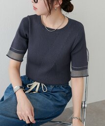 【WEB限定】シアー袖切り替え半袖プルオーバー