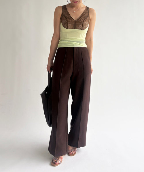 EDIT. FOR LULU(エディットフォールル)の「【Hella/ヘラ】pintuck wide pants(スラックス・レディース・ブラウン・38/36)」の2枚目の写真