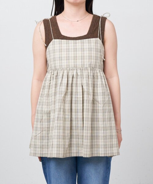 Kastane(カスタネ)の「【一部店舗限定】B チェックカットアウトリボンチュニック(チュニック・レディース・ブラック/アイボリー・FREE)」の15枚目の写真