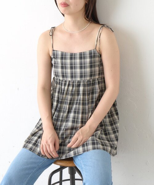 Kastane(カスタネ)の「【一部店舗限定】B チェックカットアウトリボンチュニック(チュニック・レディース・ブラック/アイボリー・FREE)」の22枚目の写真