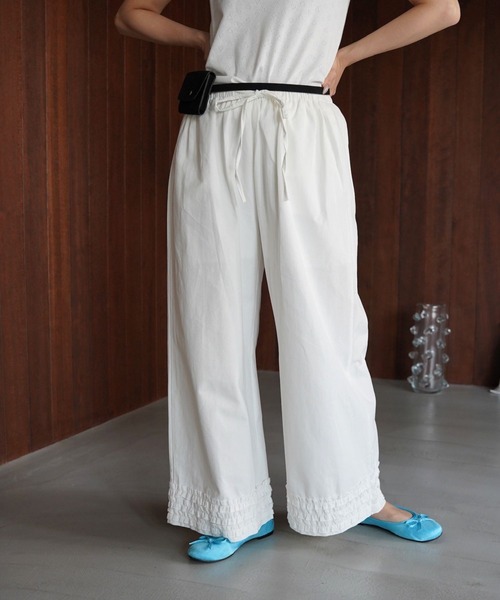 SANSeLF(サンセルフ)の「【SANSeLF】ピンタックフリルワイドパンツ saw26s080(その他パンツ・レディース・ブルー/ホワイト・FREE)」の1枚目の写真