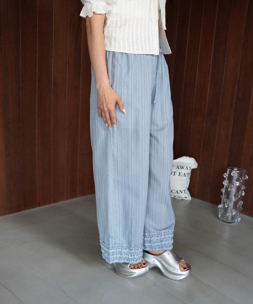 SANSeLF(サンセルフ)の「【SANSeLF】ピンタックフリルワイドパンツ saw26s080(その他パンツ・レディース・ブルー/ホワイト・FREE)」の16枚目の写真