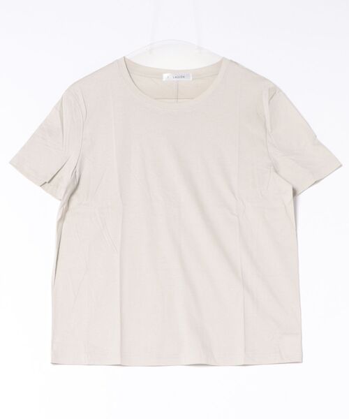 LAULEN（ローレン）の「smooth cotton back seam Tee /スムーズコットンバックシームTシャツ（Tシャツ/カットソー・レディース・ベージュ/チャコールグレー/カーキ・FREE）」の2枚目の写真